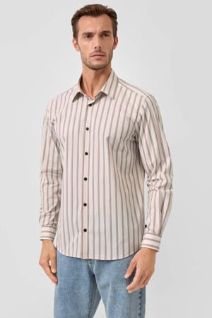 regular gestreepte casual overhemd beige
