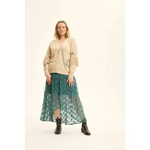 Anyday kanten maxi rok donkergroen afbeelding