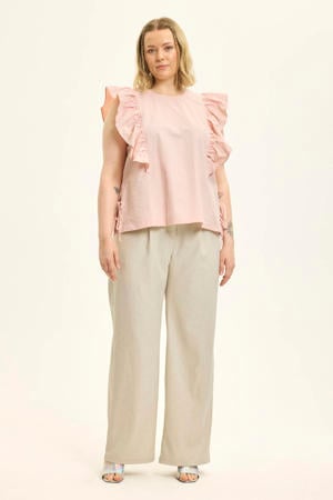 straight regular waist broek zand