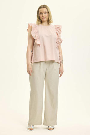 straight regular waist broek zand