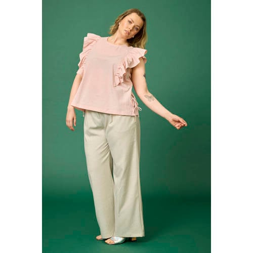 Anyday straight regular waist broek zand afbeelding