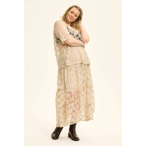 Anyday kanten maxi rok ecru afbeelding