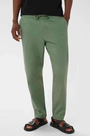 MAbarton regular casual broek met linnen groen