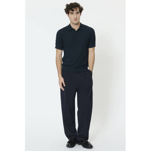 Matinique regular polo met ingebreid patroon donkerblauw afbeelding