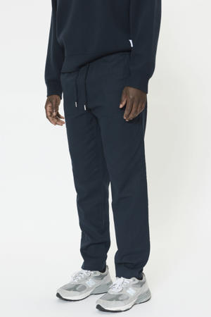 MAbarton regular casual broek met linnen donkerblauw