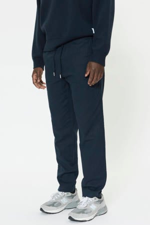 MAbarton regular casual broek met linnen donkerblauw