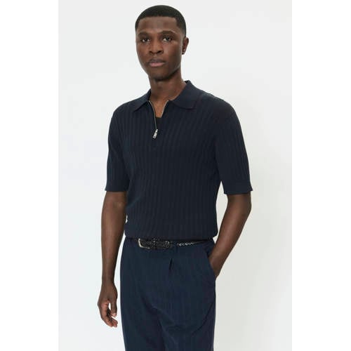 Matinique regular polo rib gebreid donkerblauw afbeelding