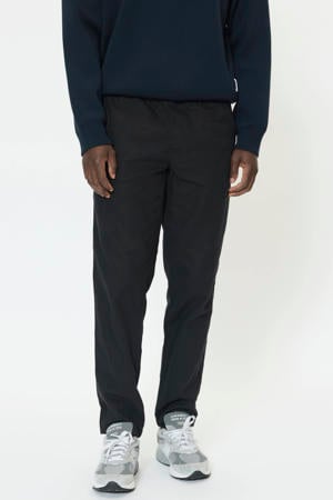MAbarton regular casual broek met linnen zwart