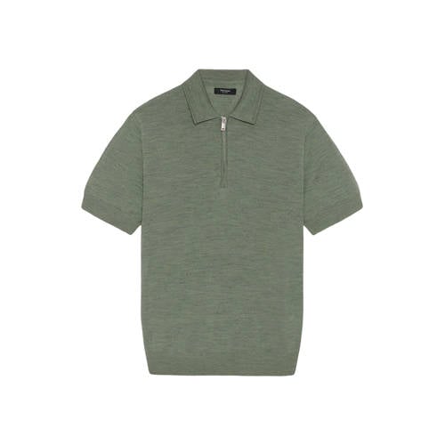 Matinique regular polo met wol fijn gebreid groen afbeelding