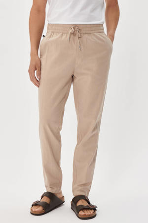 MAbarton regular casual broek met linnen beige