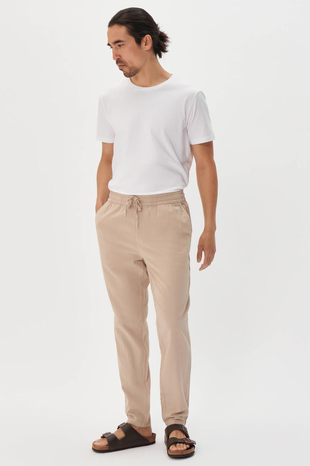 Matinique MAbarton regular casual broek met linnen beige