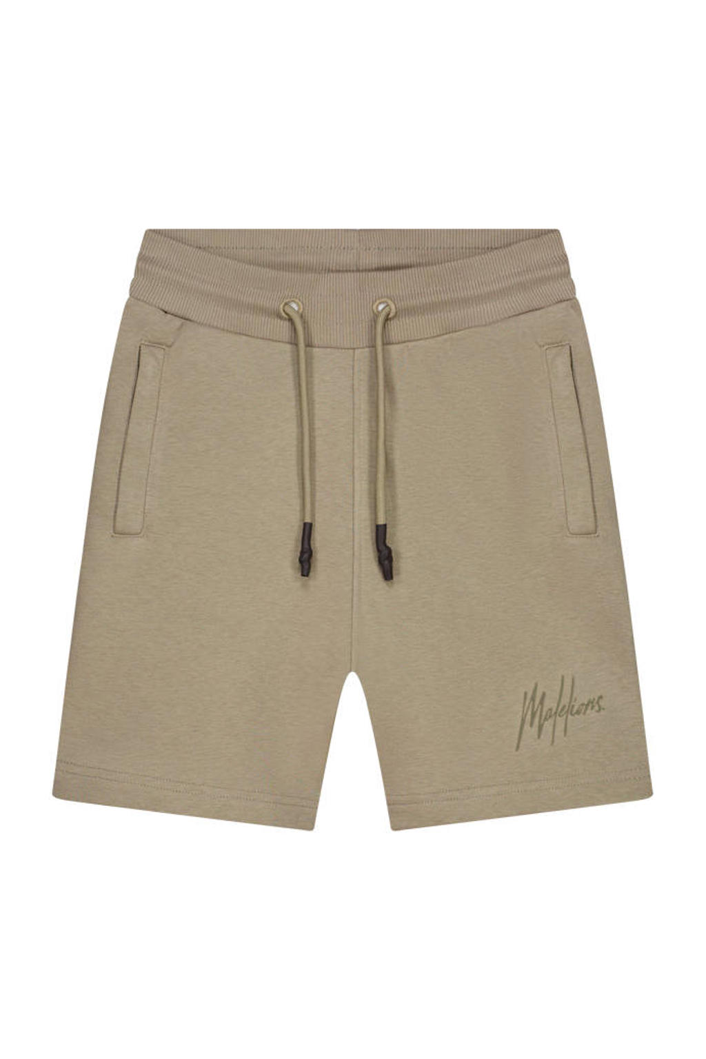 Groene jongens Malelions sweatshort van katoen met elastische tailleband met koord en logo dessin