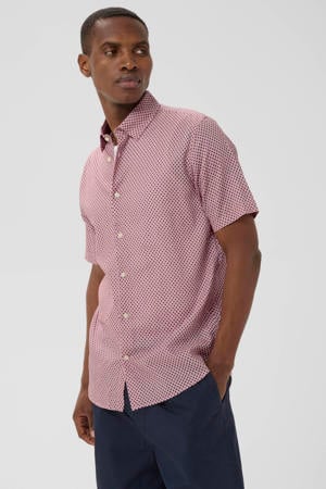 linnen regular fit overhemd met print - roze