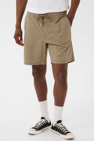 MAbarton regular casual short met linnen bruin