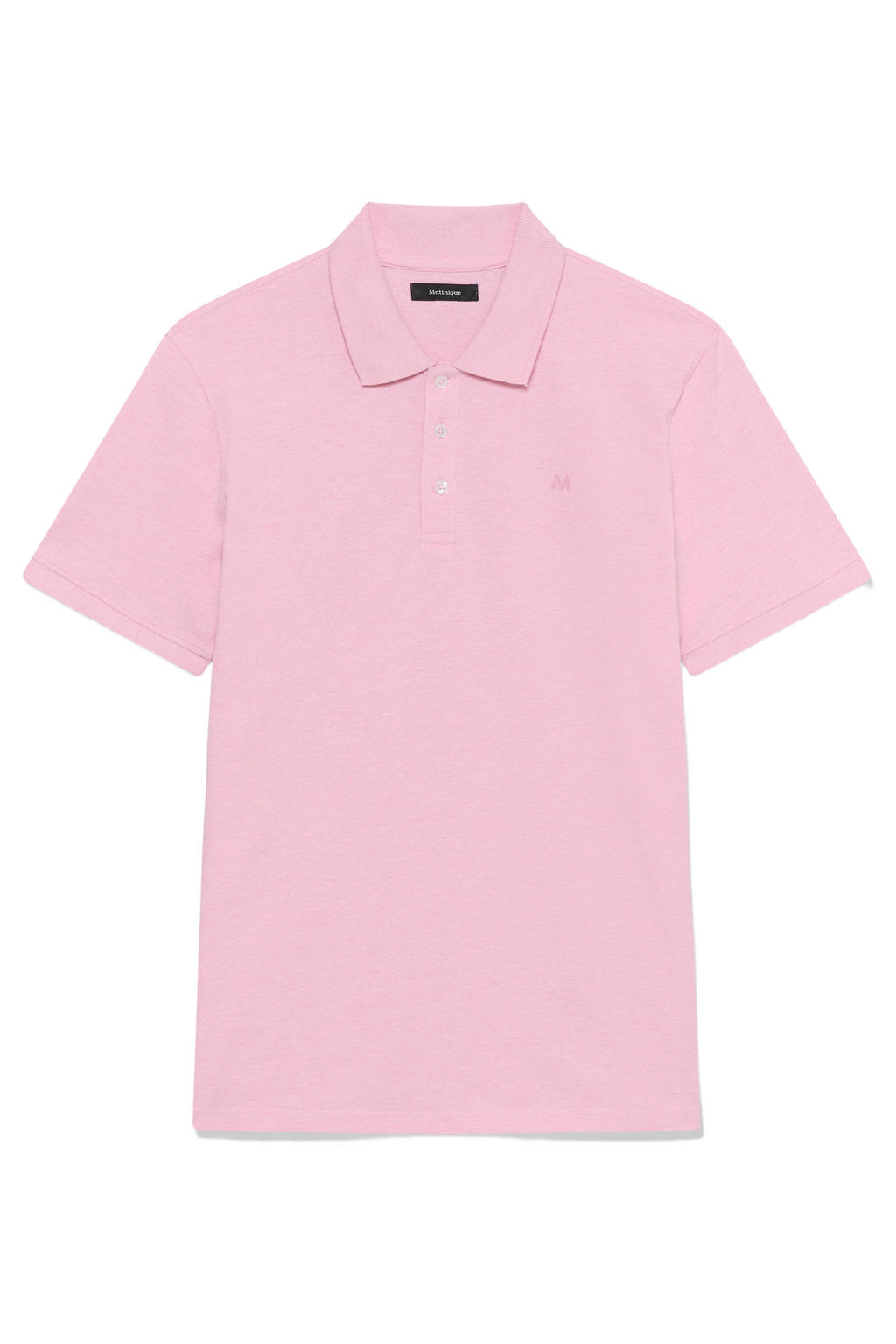 Roze heren Matinique regular polo met effen, korte mouwen en knoopsluiting
