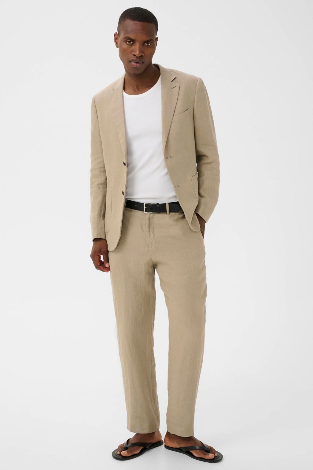 Matinique linnen regular fit pantalon - beige