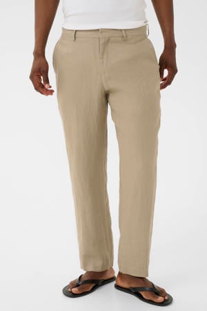 linnen regular fit pantalon - beige