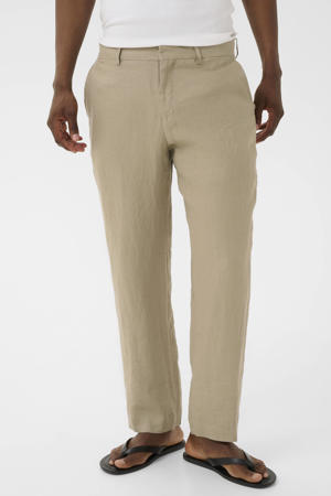 linnen regular fit pantalon - beige