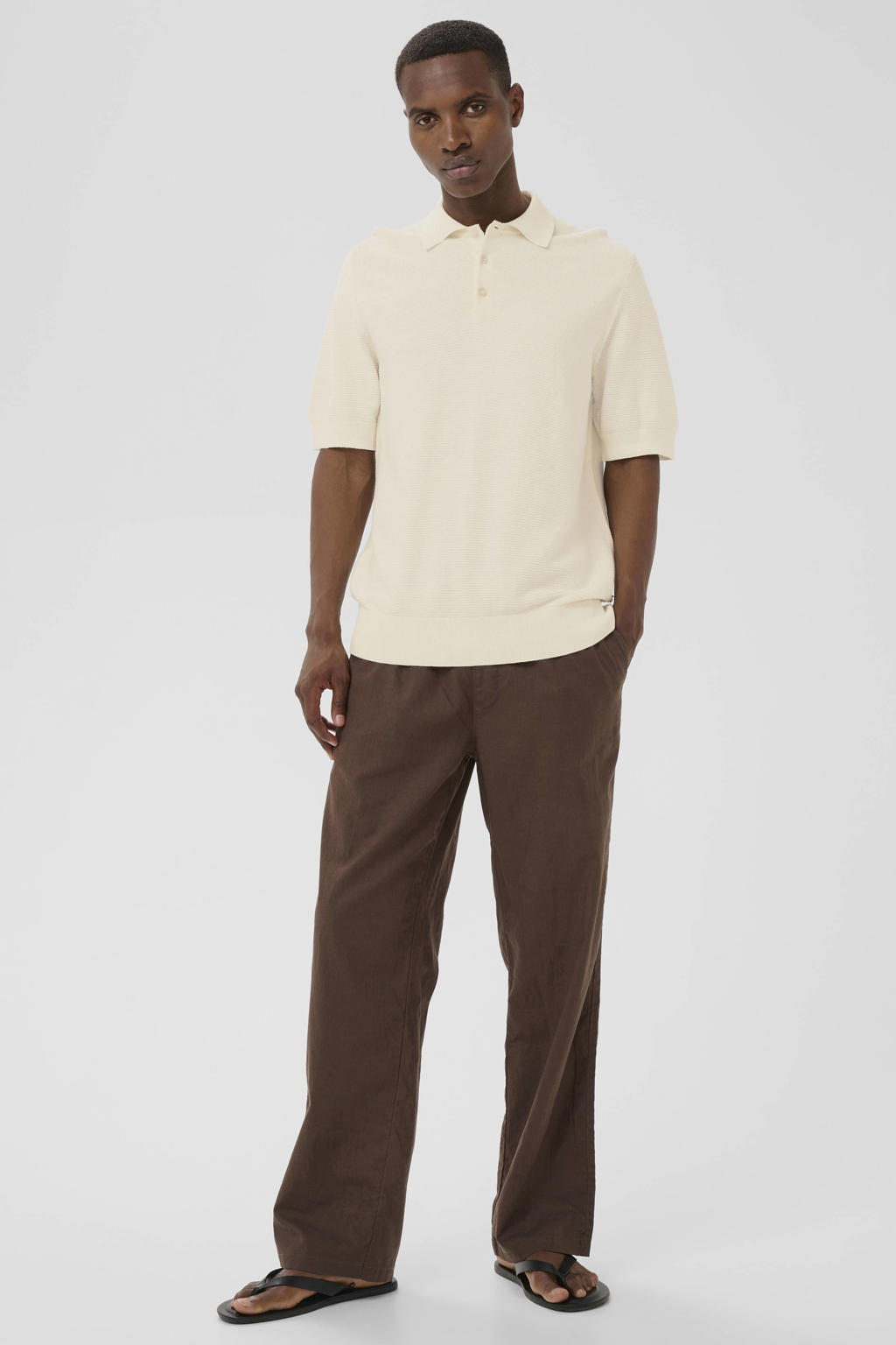Ecru heren Matinique regular polo patroon van all weather stof met effen, korte mouwen en knoopsluiting