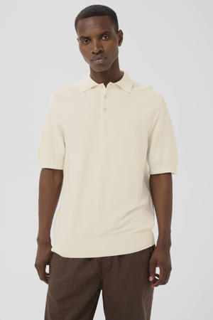 regular polo met ingebreid patroon ecru