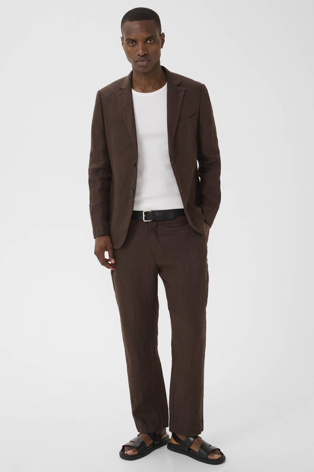 Matinique linnen pantalon - chocoladebruin