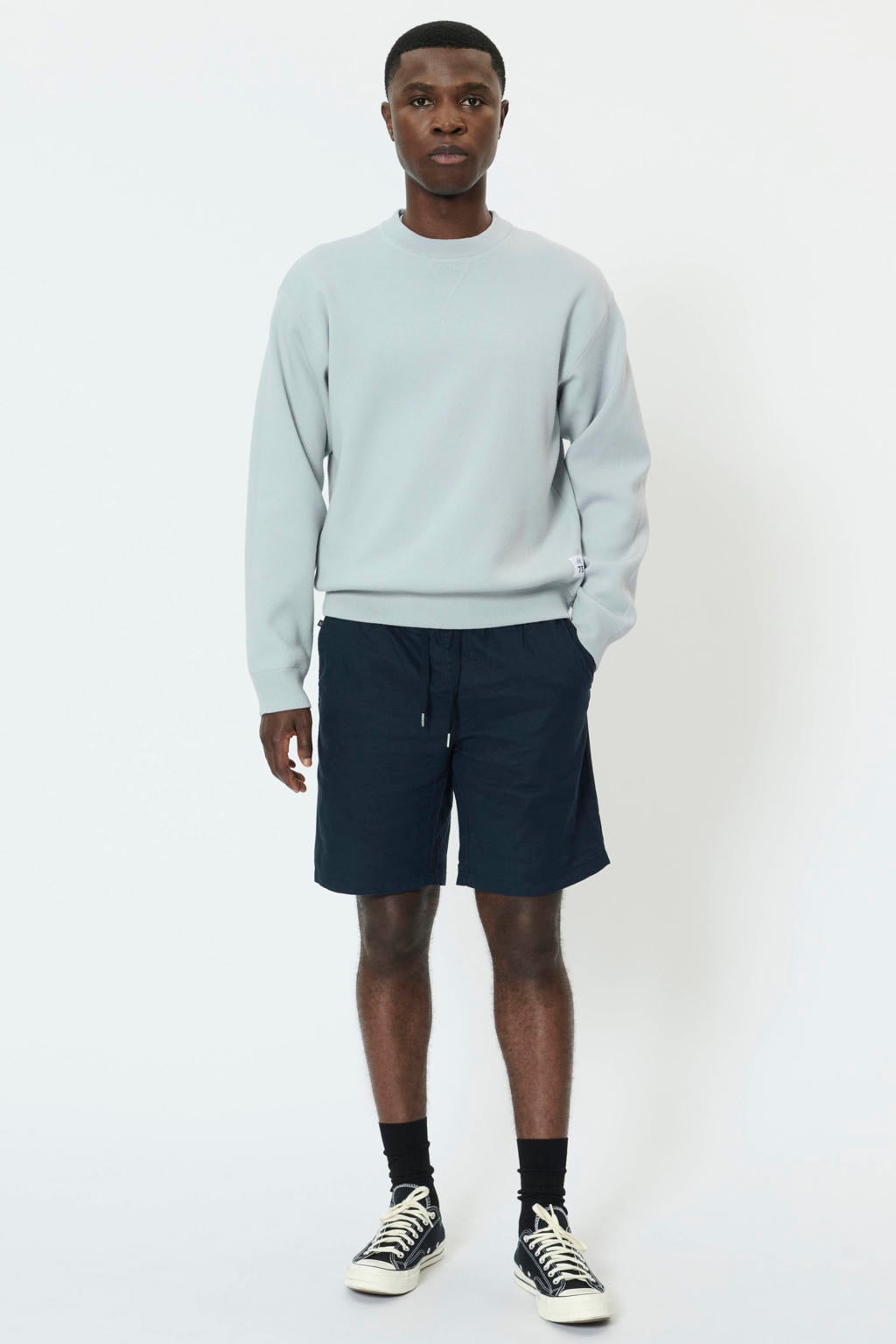 Matinique MAbarton regular casual short met linnen donkerblauw