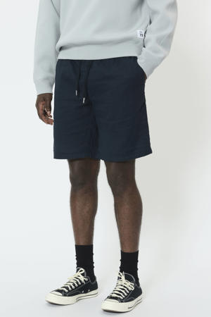 MAbarton regular casual short met linnen donkerblauw