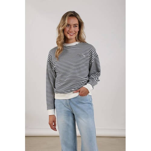 NUKUS gestreepte sweater marineblauw afbeelding