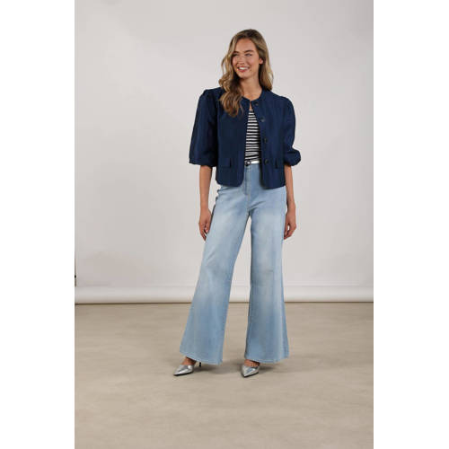 NUKUS high waist flared jeans light blue denim afbeelding