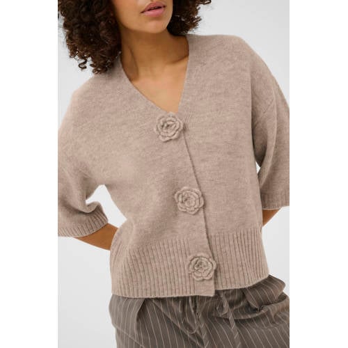 Kaffe gebreid vest beige afbeelding
