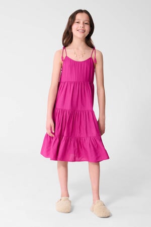 midi zomerjurk met plooien - paars