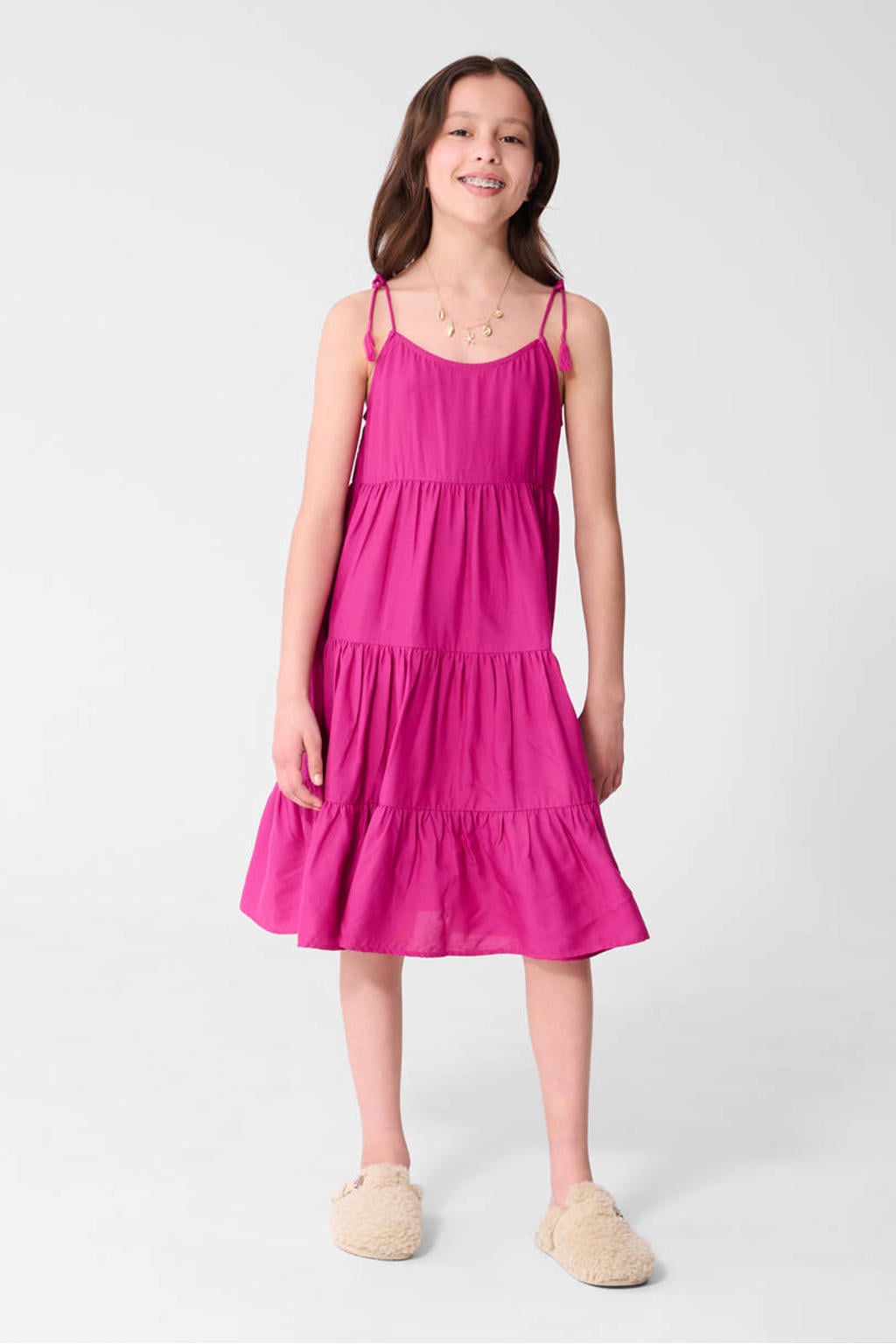 Shoeby midi zomerjurk met plooien - paars