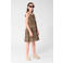 Shoeby maxi jurk met panterprint en franjes - bruin