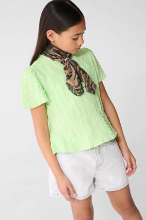T-shirt lichtgroen met textuur