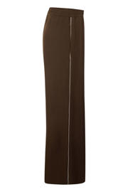 thumbnail: Bruin en witte dames Shoeby wide leg high waist casual broek met effen