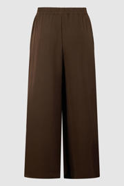 thumbnail: Bruin en witte dames Shoeby wide leg high waist casual broek met effen