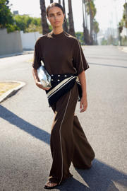 thumbnail: Shoeby wide leg high waist casual broek bruin