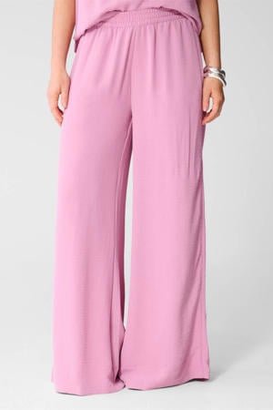 wide leg high waist casual broek roze