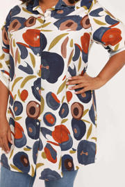 thumbnail: Paprika viscose tuniek Plus Size met print - meerkleurig