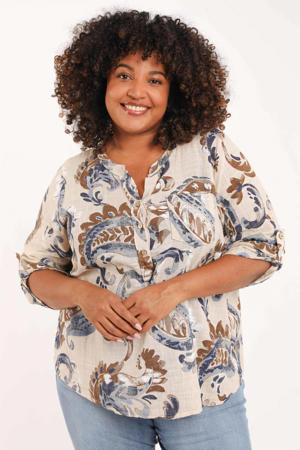 top met paisley print beige