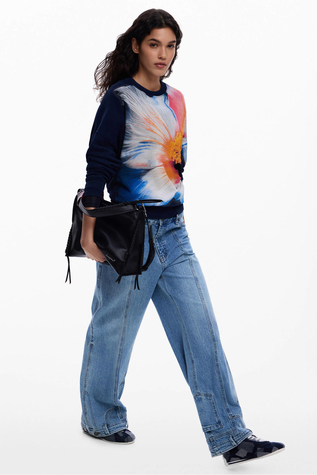 Desigual katoenen gebloemde sweater - blauw