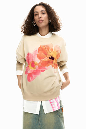 gebloemde sweater ecru