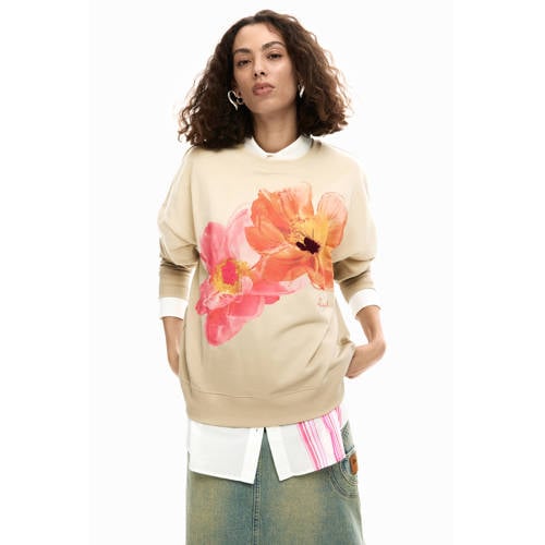 Desigual gebloemde sweater ecru afbeelding