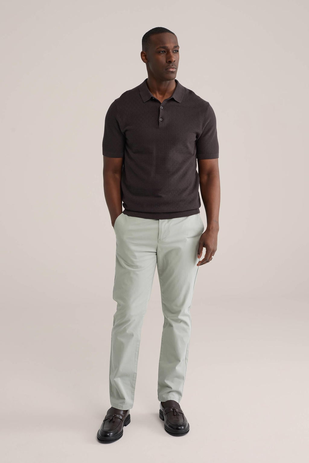 WE Fashion regular chino grijs