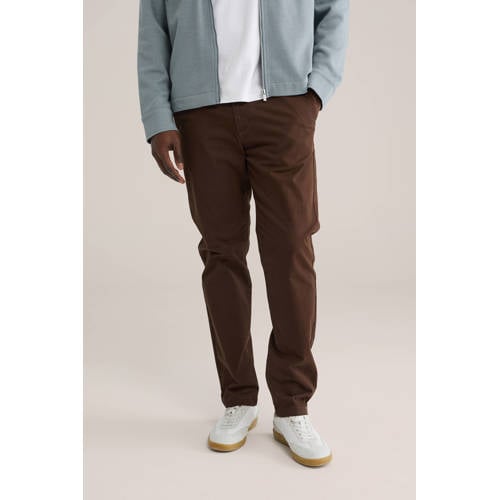 WE Fashion slim chino donkerbruin afbeelding