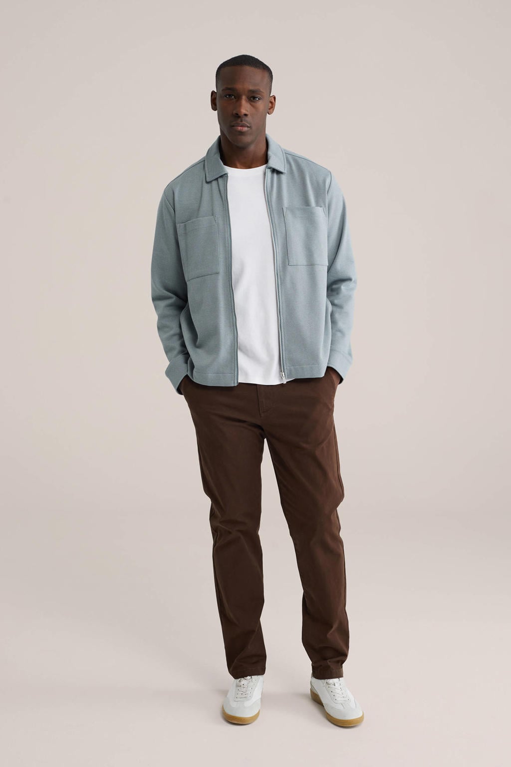 WE Fashion regular chino donkerbruin