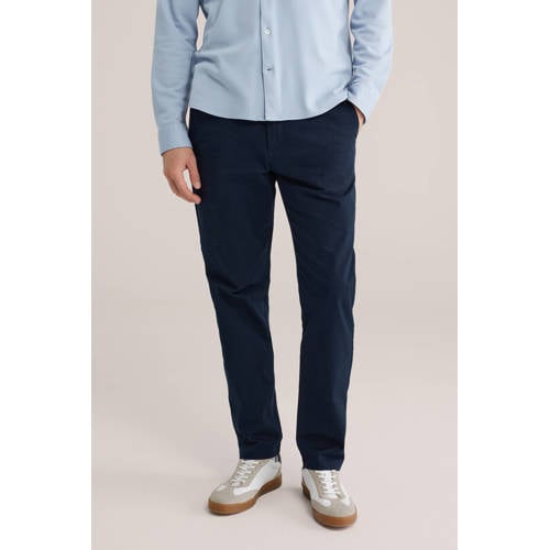 WE Fashion slim chino donkerblauw afbeelding