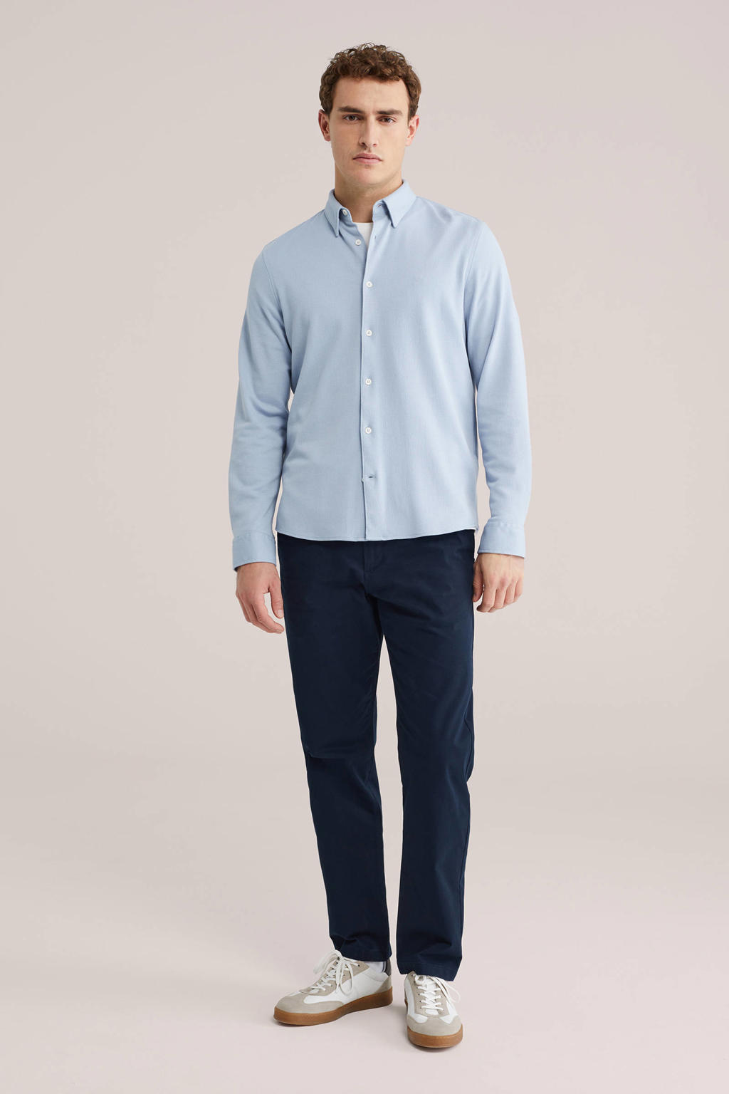 WE Fashion regular chino donkerblauw