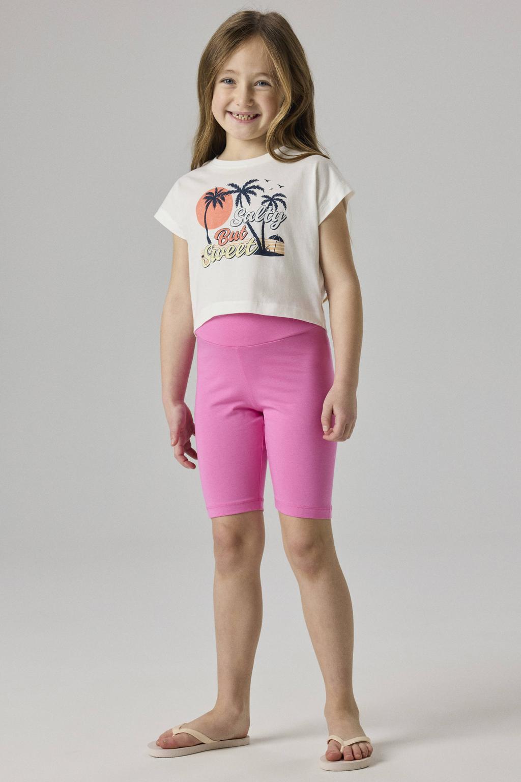 Witte meisjes NAME IT KIDS T-shirt van katoen met printopdruk, korte mouwen en ronde hals