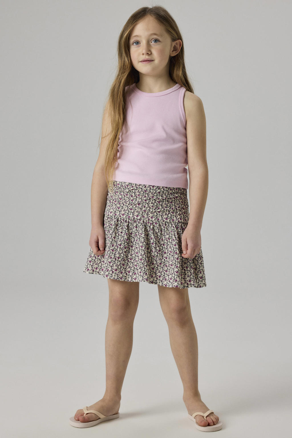Lichtroze meisjes NAME IT KIDS mouwloze top met effen, ronde hals en textuur